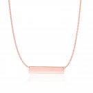 14k Rose Gold Smooth Flat Horizontal Bar Style Necklace