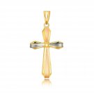 14k Tri Color Gold Cross Motif Pendant with Textured Finish Tri-Color Gold