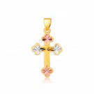 14k Tri Color Gold Cross Pendant D171949