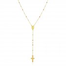 14k Tri Color Gold Lariat Rosary Necklace
