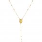 14k Tri Color Gold Lariat Rosary Necklace