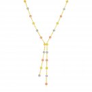 14k Tri Color Gold Lariat Style Station Necklace