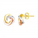 14k Tri Color Gold Love Knot Earrings Tri-Color Gold