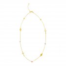14k Tri Color Gold Necklace with Crosses Cubes and Medallions
