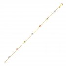 14k Tri-Color Gold Bracelet with Diamond Shape Faceted Style Stations