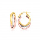 14k Tri-Color Gold Domed Tube Intertwined Earrings D167528