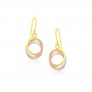 14k Tri-Color Gold Open Entwined Ring Earrings D11646747