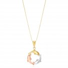 14k Tri-Color Gold Round Dolphin Design Pendant