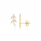 14k Tri-Color Gold Sprig Climber Style Stud Earrings D32978961