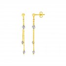 14k Two Tone Drop Earrings with Textured Beads Two-Tone Gold
