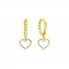 14k Two Tone Gold Beaded Hoop Earrings with Hearts Two-Tone Gold