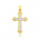 14k Two Tone Gold Diamond Cut Cross Pendant D169516