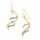14k Two Tone Gold Double Helix Polished Dangling Earrings D170236