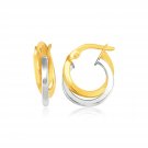 14k Two Tone Gold Earrings in Double Round Hoop Style D157135