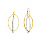 14k Two Tone Gold Earrings with Interlocking Marquise Dangles Two-Tone Gold