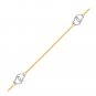 14k Two Tone Gold Entwined Heart Stationed Anklet