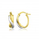 14k Two Tone Gold Oval Twisted Hoop Earrings Two-Tone Gold