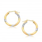 14k Two Tone Gold Polished Hoop Earrings (20 mm) D137489