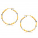 14k Two Tone Gold Polished Hoop Earrings (30 mm) D118133