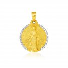 14k Two Tone Gold Round Religious Medal Pendant Two-Tone Gold
