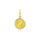 14k Two Tone Gold Small Round Textured Religious Medal Pendant Two-Tone Gold