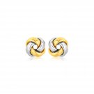 14k Two Tone Gold Square Love Knot Stud Earrings D140901