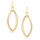 14k Two Tone Gold Textured Triple Oval Shape Drop Earrings D137953