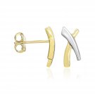 14k Two-Tone Gold Asymmetrical X Style Earrings D34071305