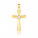 14k Two-Tone Gold Cross Pendant with a Center X Design Two-Tone Gold