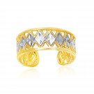 14k Two-Tone Gold Cuff Type Cut-Out Toe Ring with Diamond Design Two-Tone Gold
