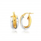14k Two-Tone Gold Double Row Intertwined Oval Hoop Earrings D195315