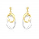 14k Two-Tone Gold Drop Earrings with Interlaced Oval Sections D70899561