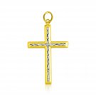14k Two-Tone Gold Fancy Diamond Cut Crucifix Pendant D4938103