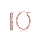14k Two-Tone Gold Glitter Center Oval Hoop Earrings D82790943