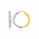 14k Two-Tone Gold Hoop Earrings with Textured Style D7566326