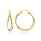 14k Two-Tone Gold Interlaced Double Row Earrings D91653444