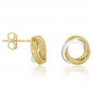 14k Two-Tone Gold Multi-Textured Open Circle Style Entwined Earrings D58760964