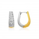 14k Two-Tone Gold Oval Diamond Cut Textured Earrings D58775061