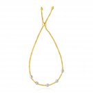 14k Two-Tone Gold Textured Round Bead Lariat Chain Bracelet
