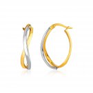 14k Two-Tone Gold Twisted Style Polished Hoop Earrings D75698346