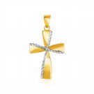 14k Two-Toned Yellow and White Gold Textured Cross Pendant Two-Tone Gold