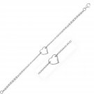 14k White Gold Cable Chain Anklet with Open Heart Station