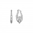 14K White Gold Claddagh Symbol Hoop Earrings White Gold