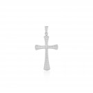 14k White Gold Cross Pendant with Beaded Texture White Gold