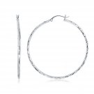 14k White Gold Diamond Cut Hoop Earrings (1 3-4 inch Diameter) White Gold