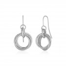14k White Gold Earrings with Interlocking Circle Dangles White Gold
