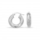 14k White Gold Fancy Twist Hoop Earrings (7-8 inch Diameter) D107599