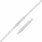 14k White Gold Figaro Chain Fancy Children's ID Bracelet