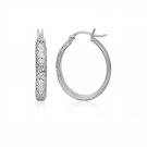 14k White Gold Hammered Oval Hoop Earrings D55768646