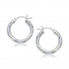 14k White Gold Hoop Earrings with Diamond Cuts (15mm) D153651